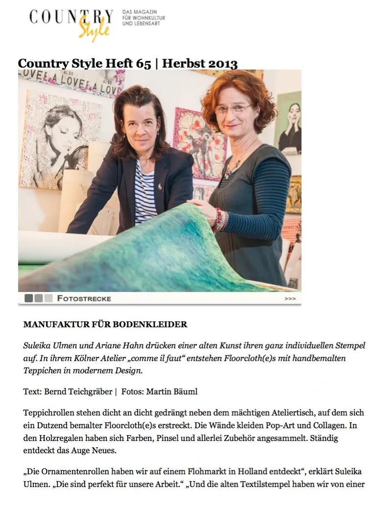 Artikel über Suleika Ulmen in Countrystyle, 2013 (1/3)
