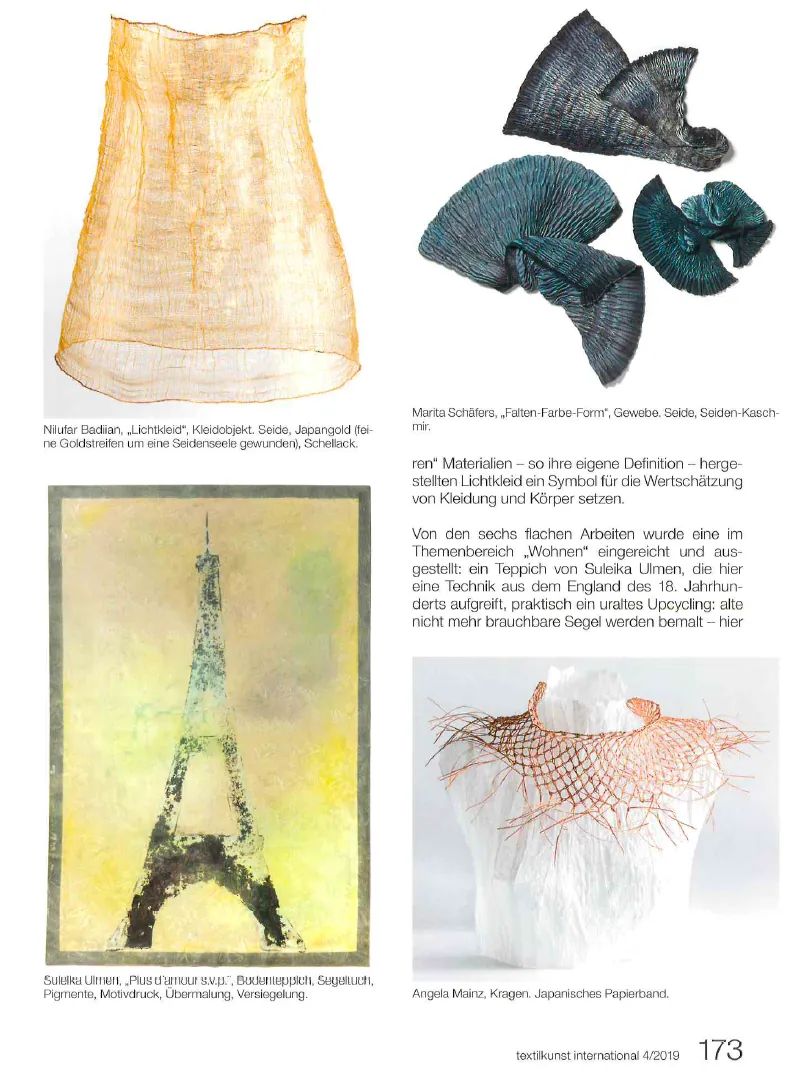 Artikel über Suleika Ulmen in Textilkunst International, 2019 (1/2)