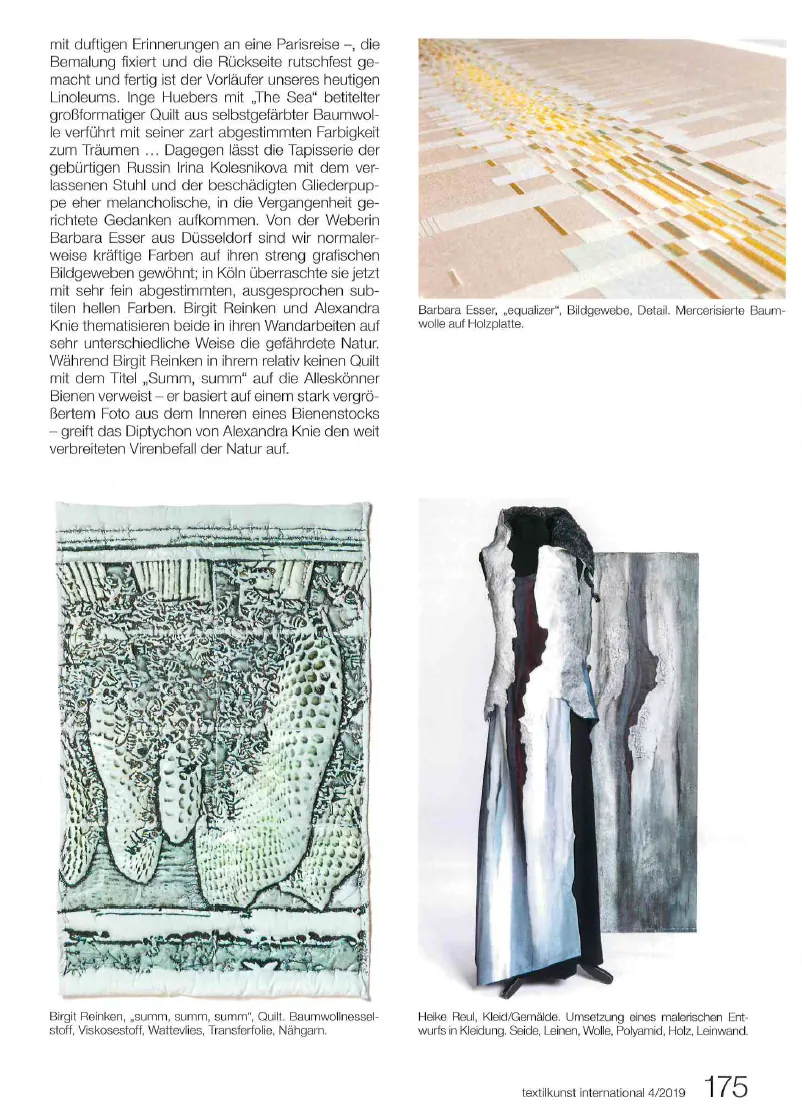 Artikel über Suleika Ulmen in Textilkunst International, 2019 (2/2)